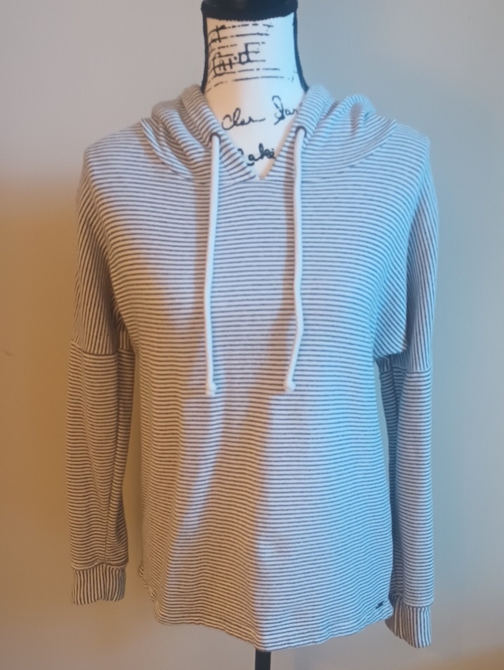 O'Neill Striped Hooded Knit Hoodie- White & Blue